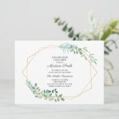 幾何学的および緑のベビーシャワー招待状 招待状 (スタンド正面)