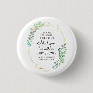 幾何学的および緑の赤ちゃんシャワーパーティーの好意 缶バッジ