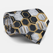 幾何学的お洒落金属六角パターン ネクタイ (ロール)
