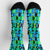 幾何学的かわいらし六角およびティール(緑がかった色)の3角 ソックス (上部)