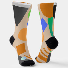 幾何学的かわいらし背景ブラウンブラックグリーン ソックス
