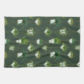 幾何学的つる植物パターン キッチンタオル (横)