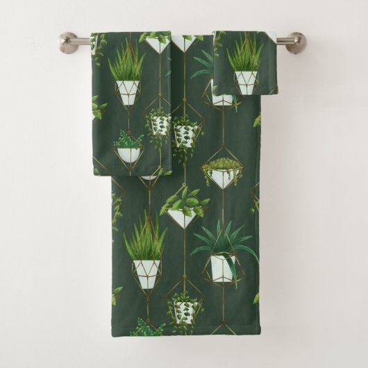 幾何学的つる植物パターン バスタオルセット (インサイチュ)