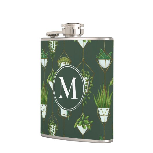 幾何学的つる植物パターン フラスク (左)