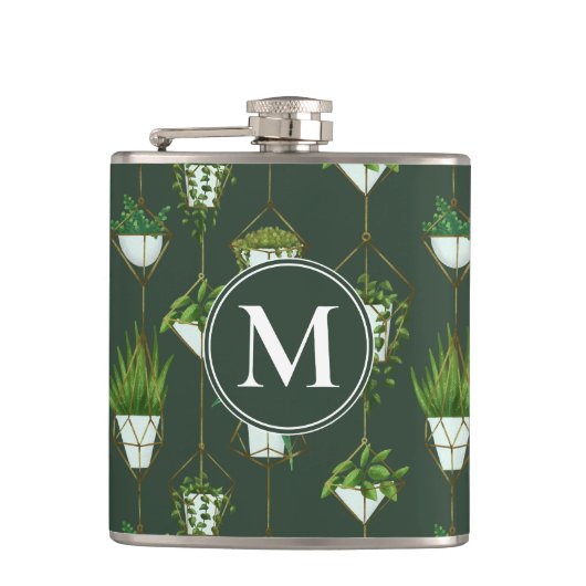 幾何学的つる植物パターン フラスク (正面)