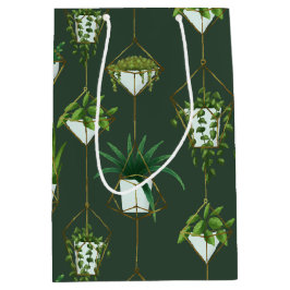 幾何学的つる植物パターン ミディアムペーパーバッグ