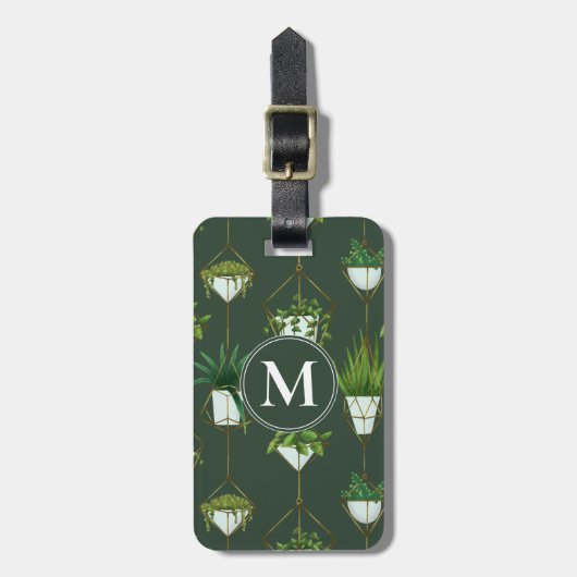 幾何学的つる植物パターン ラゲッジタグ (正面縦)