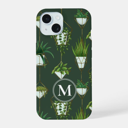 幾何学的つる植物パターン iPhone 15ケース (裏面)