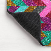 幾何学的でアステカでガーリーなピンクのティール(緑がかった色)のグリッターのプリント マウスパッド (コーナー)