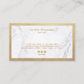 幾何学的でシックな金ゴールドのはさみの大理石の美容師 名刺 (裏面)