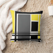 幾何学的でモダンで黒い灰色の黄色い装飾用クッション クッション (ブランケット)