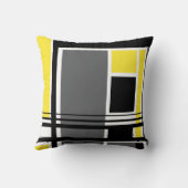 幾何学的でモダンで黒い灰色の黄色い装飾用クッション クッション (裏面)