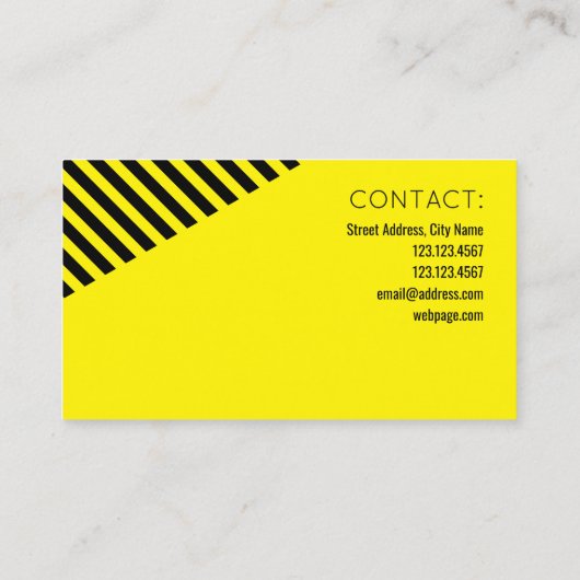 幾何学的でモダンなスタイルの黒及び黄色 名刺 (裏面)