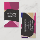 幾何学的で抽象的ではっきりしたでモダンなメーキャップアーティスト 名刺 (正面/裏面)