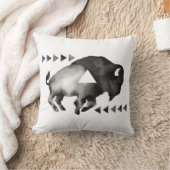 幾何学的で眠いバッファロー。 モダン。 白黒 クッション (ブランケット)