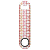 幾何学的で赤いイカットのストライプなパターン スピード栓抜き (正面)