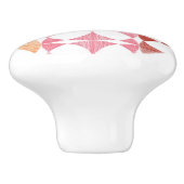 幾何学的で赤いイカットのストライプなパターン セラミックノブ (側面)