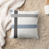 幾何学的で黒い灰色の青く白いバー クッション (ブランケット)