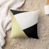 幾何学的で黒く、白い及び金属金ゴールド クッション (ブランケット)