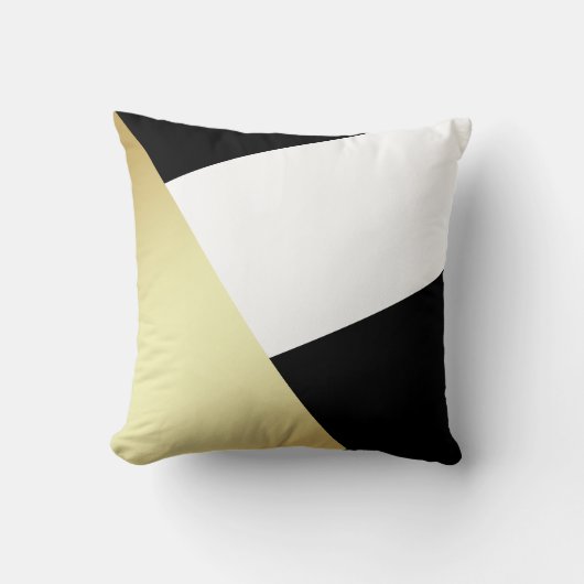 幾何学的で黒く、白い及び金属金ゴールド クッション (正面)