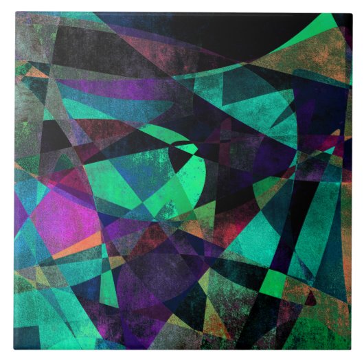幾何学的で、カラフルで、汚い抽象美術 タイル (正面)