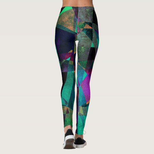 幾何学的で、カラフルで、汚い抽象美術 レギンス (裏面)