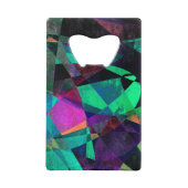 幾何学的で、カラフルな、織り目加工の抽象美術 クレジットカード栓抜き (正面)