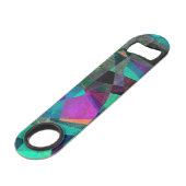 幾何学的で、カラフルな、織り目加工の抽象美術 スピード栓抜き (正面アングル)