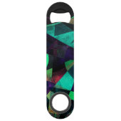 幾何学的で、カラフルな、織り目加工の抽象美術 スピード栓抜き (裏面)