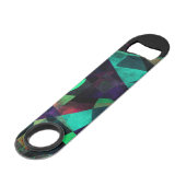 幾何学的で、カラフルな、織り目加工の抽象美術 スピード栓抜き (裏面アングル)