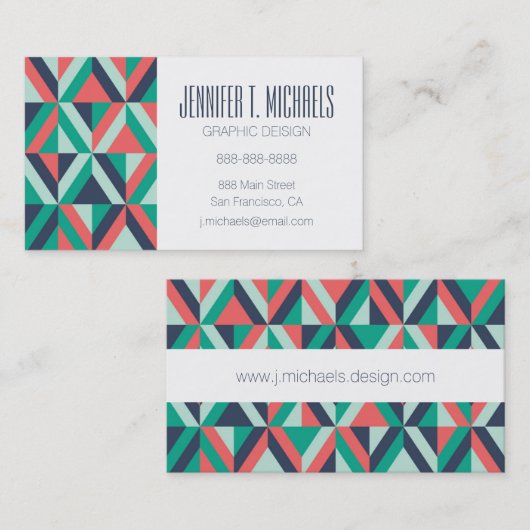 幾何学的なあなたの一流の|の世紀半ばのモダンを加えて下さい 名刺 (正面/裏面)