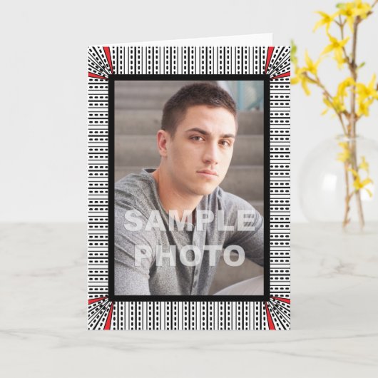 幾何学的なあなた自身の写真のポートレートのモダンを加えて下さい カード (黄色い花)