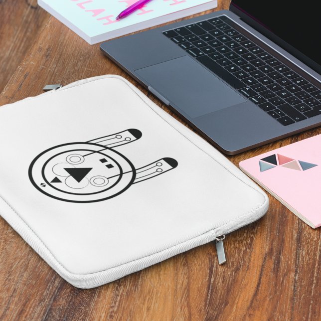 幾何学的なうさぎ卯年十二支 ラップトップスリーブ (Carry your zodiac energy in style with this sleek Usagi Rabbit laptop sleeve.)