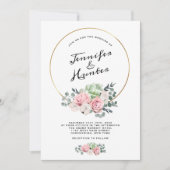 幾何学的なたがの花柄の結婚式招待状 招待状 (正面)