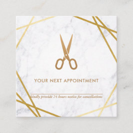 幾何学的なはさみの大理石の美容師のアポイントメント スクエア名刺