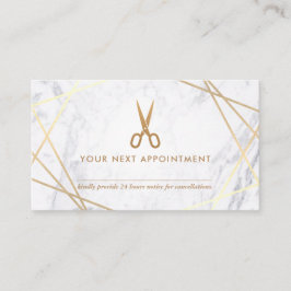 幾何学的なはさみの大理石の美容師のアポイントメント 名刺