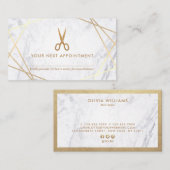 幾何学的なはさみの大理石の美容師のアポイントメント 名刺 (正面/裏面)