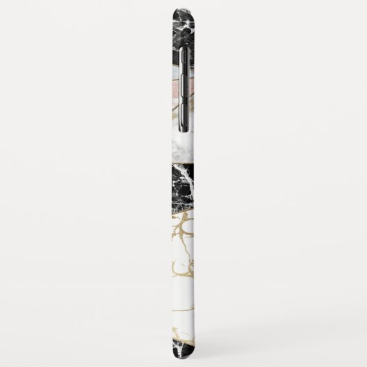 幾何学的なばら色の金ゴールドの白黒の大理石 Case-Mate iPhoneケース (裏面/左)