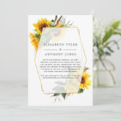 幾何学的なひまわりの結婚式 縮小されたゲストリスト 案内状 (スタンド正面)