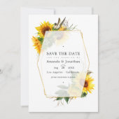 幾何学的なひまわり ラスティックバーン カントリーウェディング 招待状 (正面)