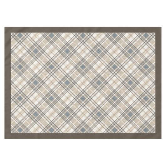 幾何学的なアクセントを持つ自然なトーンテーブルクロス テーブルクロス (正面(横))