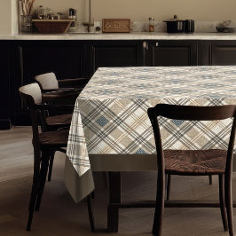 幾何学的なアクセントを持つ自然なトーンテーブルクロス テーブルクロス