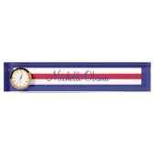 幾何学的なアクリルの名札の時計の赤白青 デスクネームプレート (正面)