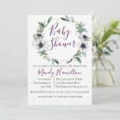 幾何学的なアネモネ ユーカリ ベビーシャワー 招待状 (スタンド正面)