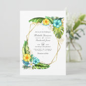 幾何学的なアロハトロピカルサマーQRコードウェディング 招待状 (スタンド正面)