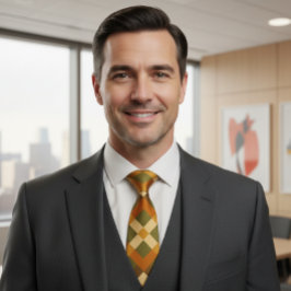 幾何学的なアースカラーパターン ネクタイ