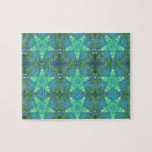 幾何学的なアートエメラルドグリーンの星 ジグソーパズル (横)