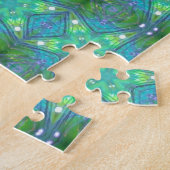 幾何学的なアートエメラルドグリーンの星 ジグソーパズル (側面)