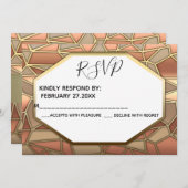 幾何学的なアートデコのラグジュアリーゴールド/ブロンズの結婚式の招待状 招待状 (正面/裏面)