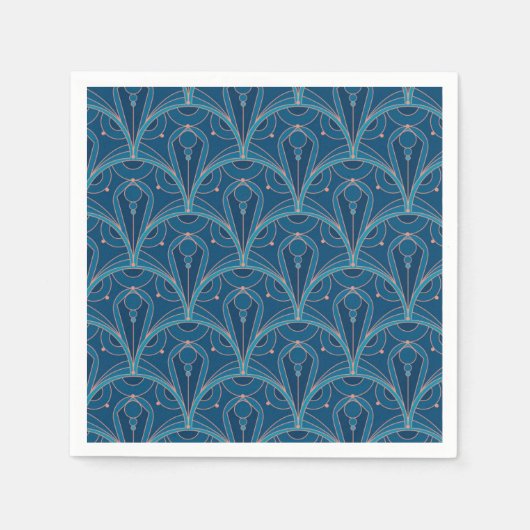 幾何学的なアートデコパターン スタンダードカクテルナプキン (正面)